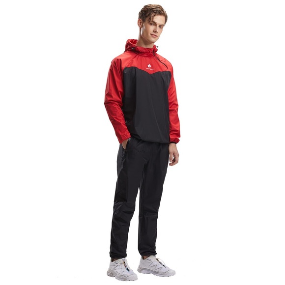HOTSUIT Mens Sauna Suit Sweat Suit Jacket Pants Red Black XL Gym Workout Set New - Picture 4 of 10
